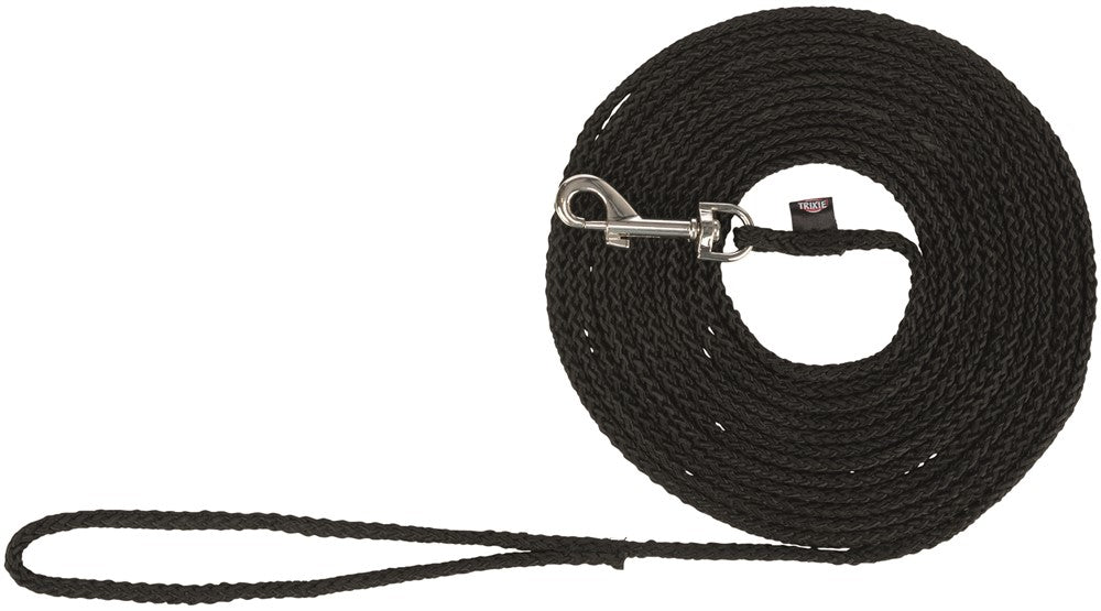 TRIXIE rund spårlina i svart nylon, 5 meter och 5 mm diameter
