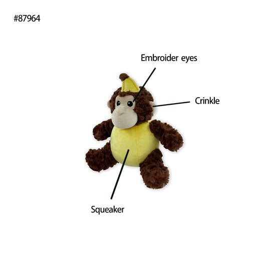 Mjuk hundleksak 20 cm Banana Monkey – Party Pets