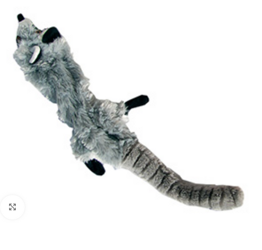 Mjuk hundleksak 55 cm – Party Pets Skinnies Tvättbjörn med pip